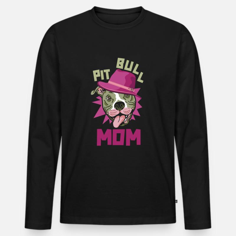 Pitbull Mutter Pitbull Verbot Mom - Männer Premium Bio Langarmshirt - Schwarz