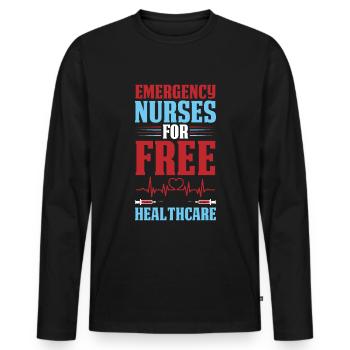 Soins de santé infirmiers - T-shirt manches longues Premium bio Homme - noir - Devant - Nico (187cm)