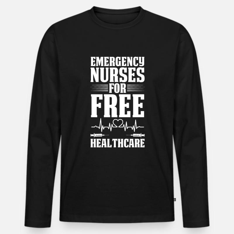 Krankenschwester Herzschlag - Männer Premium Bio Langarmshirt - Schwarz