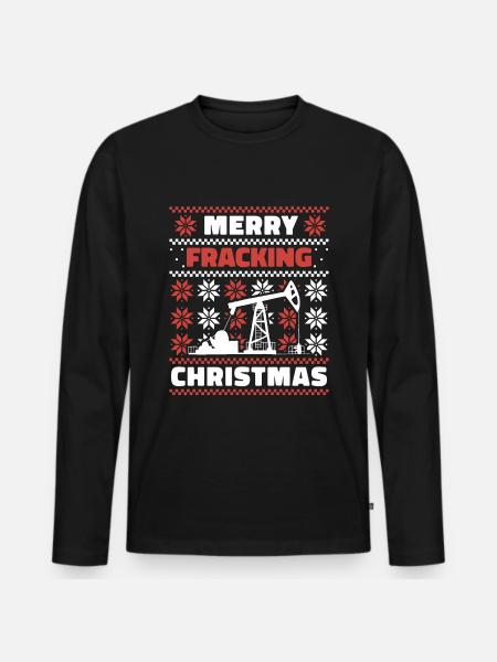 Ölfeld Bohrinsel Weihnachten Fracking - Männer Premium Bio Langarmshirt - Schwarz