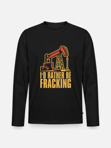 Ölfeld Bohrinsel Humor Fracking - Männer Premium Bio Langarmshirt - Schwarz