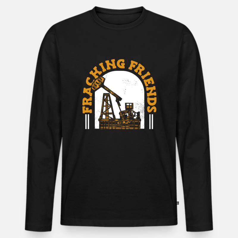 Ölfeld Bohrinsel Fracking - Männer Premium Bio Langarmshirt - Schwarz