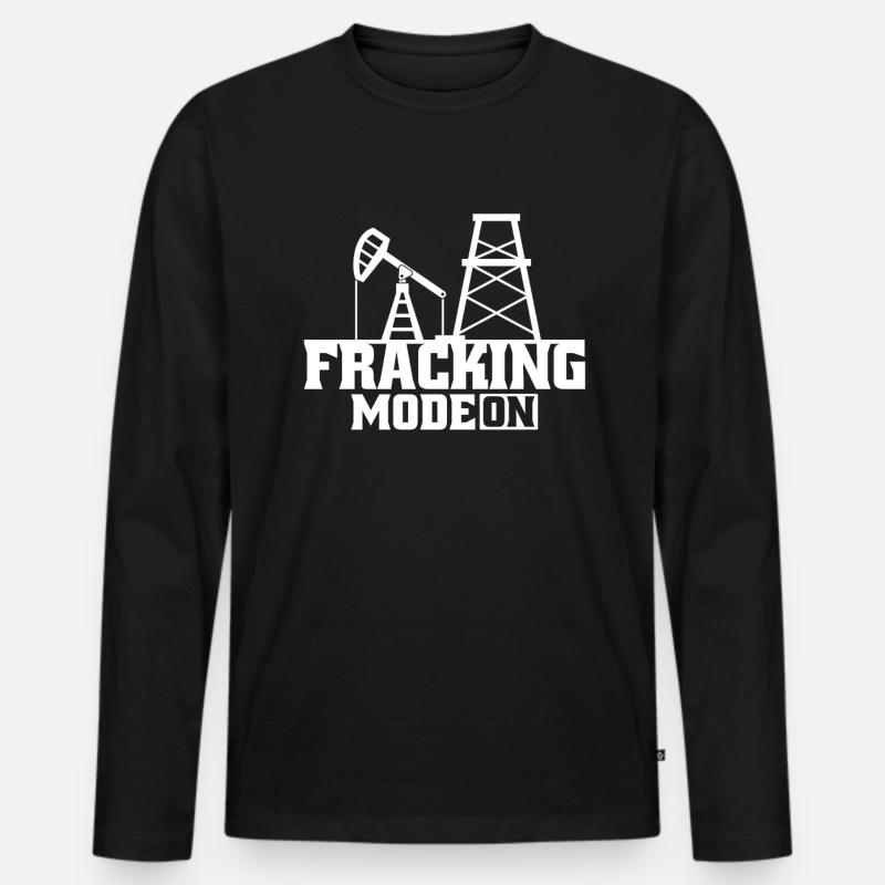 Ölfeld Bohrinsel Fracking - Männer Premium Bio Langarmshirt - Schwarz