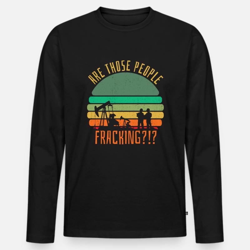 Ölfeld Bohrinsel Fracking - Männer Premium Bio Langarmshirt - Schwarz