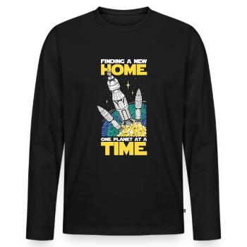 Colonisation de l’espace - T-shirt manches longues Premium bio Homme - noir - Devant - Nico (187cm)