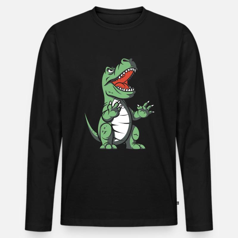Trex T Rex Dino Cool - Männer Premium Bio Langarmshirt - Schwarz