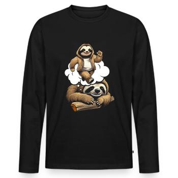 Faultier Witzig - Männer Premium Bio Langarmshirt - Schwarz - Vorne - Nico (187cm)