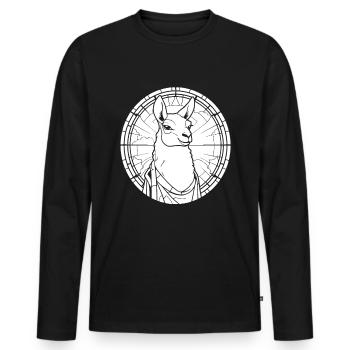 Christian Christianity Lama - Men's Premium Organic Long Sleeve Shirt - black - Front - Nico (187cm)