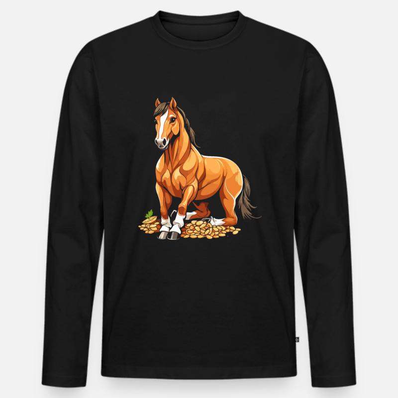 Pferd Reitsport - Männer Premium Bio Langarmshirt - Schwarz