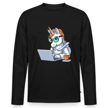 Developer, Coder, Programmer, Coffee - Men's Premium Organic Long Sleeve Shirt - black - Front - Nico (187cm)