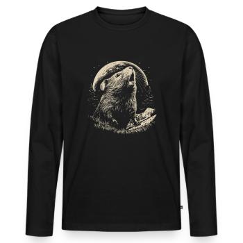 Guinea Pig Guinea Pig Moon - Men's Premium Organic Long Sleeve Shirt - black - Front - Nico (187cm)