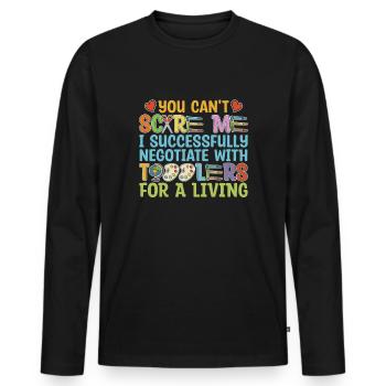 Enseignante de maternelle, assistante maternelle, drôle - T-shirt manches longues Premium bio Homme - noir - Devant - Nico (187cm)