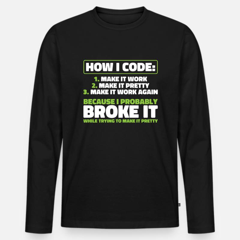 Developer, Coder, Programmer - Men's Premium Organic Long Sleeve Shirt - black