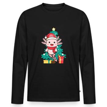 Axolotl Lovers Christmas Outfit for Christmas - Men's Premium Organic Long Sleeve Shirt - black - Front - Nico (187cm)