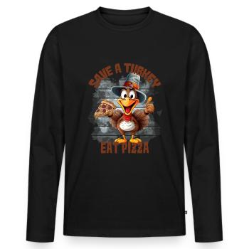 Thankful Happy Thanksgiving Thanksgiving - Men's Premium Organic Long Sleeve Shirt - black - Front - Nico (187cm)