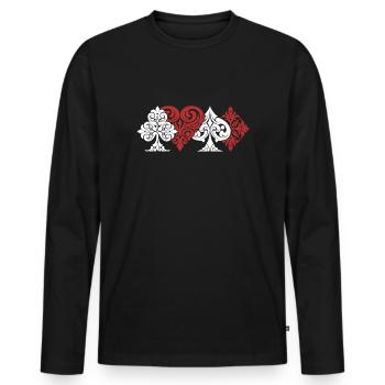 Poker - Männer Premium Bio Langarmshirt - Schwarz - Vorne - Nico (187cm)