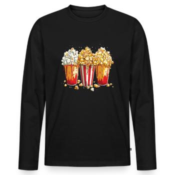 Pop-corn - T-shirt manches longues Premium bio Homme - noir - Devant - Nico (187cm)