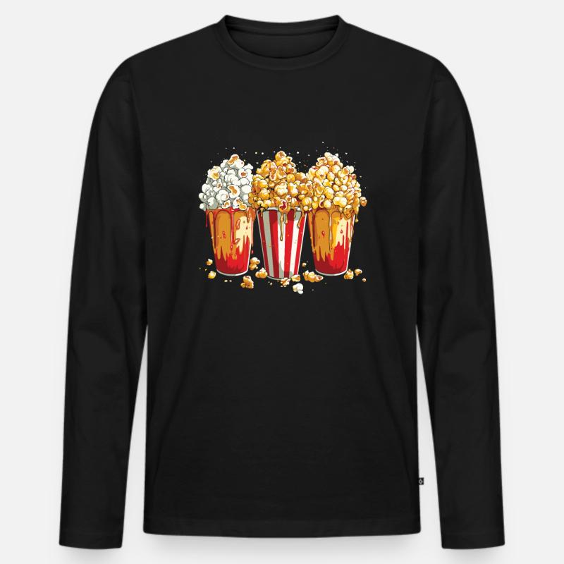 Popcorn - Männer Premium Bio Langarmshirt - Schwarz
