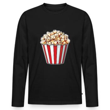 Pop-corn - T-shirt manches longues Premium bio Homme - noir - Devant - Nico (187cm)