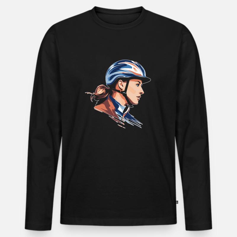 Pferde - Männer Premium Bio Langarmshirt - Schwarz