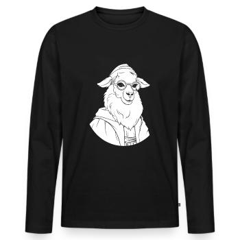 Christian Christianity Lama - Men's Premium Organic Long Sleeve Shirt - black - Front - Nico (187cm)