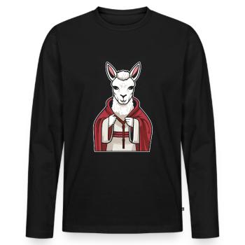 Christian Christianity Lama - Men's Premium Organic Long Sleeve Shirt - black - Front - Nico (187cm)