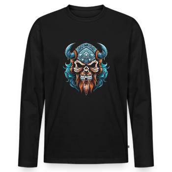 Viking Skull - Men's Premium Organic Long Sleeve Shirt - black - Front - Nico (187cm)