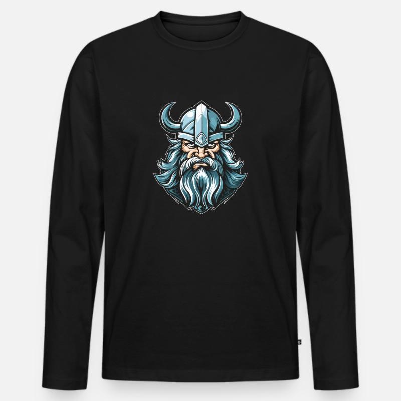 Wikinger Cool - Männer Premium Bio Langarmshirt - Schwarz