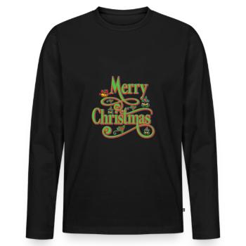 Drôle Père Noël Joyeux Noël Weihnachten - T-shirt manches longues Premium bio Homme - noir - Devant - Nico (187cm)