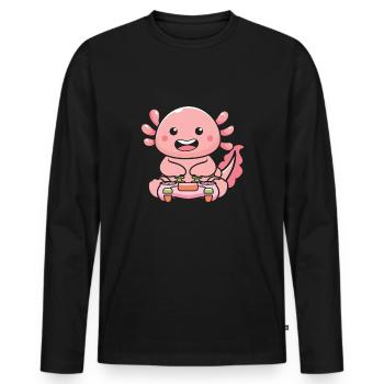 Mignon axolotl drôle mexicain salamandre amant Tee - T-shirt manches longues Premium bio Homme - noir - Devant - Nico (187cm)