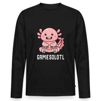 Mignon axolotl drôle mexicain salamandre amant Tee - T-shirt manches longues Premium bio Homme - noir - Devant - Nico (187cm)