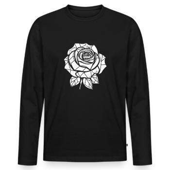Rote Rose Goth - Männer Premium Bio Langarmshirt - Schwarz - Vorne - Nico (187cm)