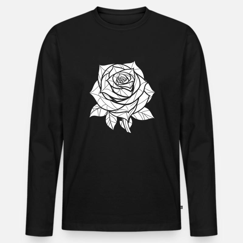 Rote Rose Goth - Männer Premium Bio Langarmshirt - Schwarz