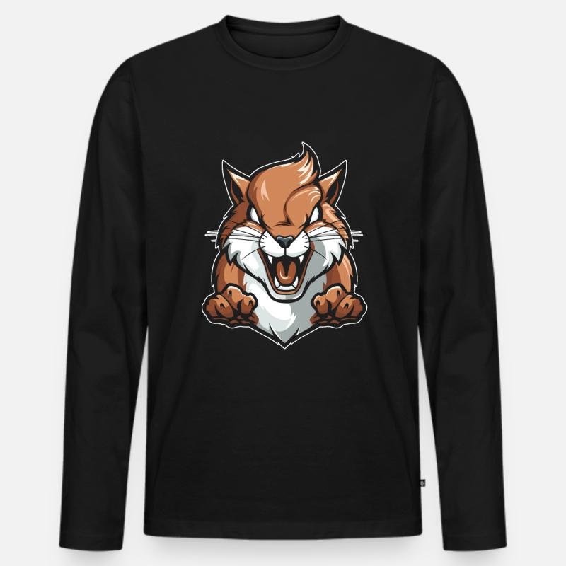 Eichhörnchen Wütend - Männer Premium Bio Langarmshirt - Schwarz