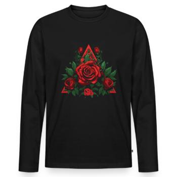 Rote Rose Goth - Männer Premium Bio Langarmshirt - Schwarz - Vorne - Nico (187cm)