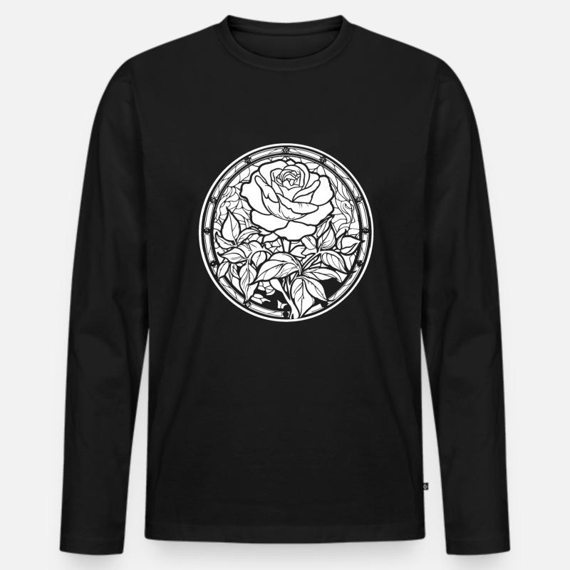 Rote Rose Goth - Männer Premium Bio Langarmshirt - Schwarz