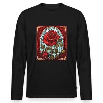 Rote Rose Goth - Männer Premium Bio Langarmshirt - Schwarz - Vorne - Nico (187cm)