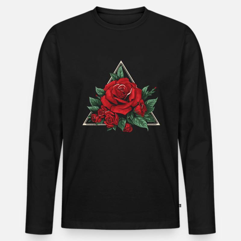 Rote Rose Goth - Männer Premium Bio Langarmshirt - Schwarz