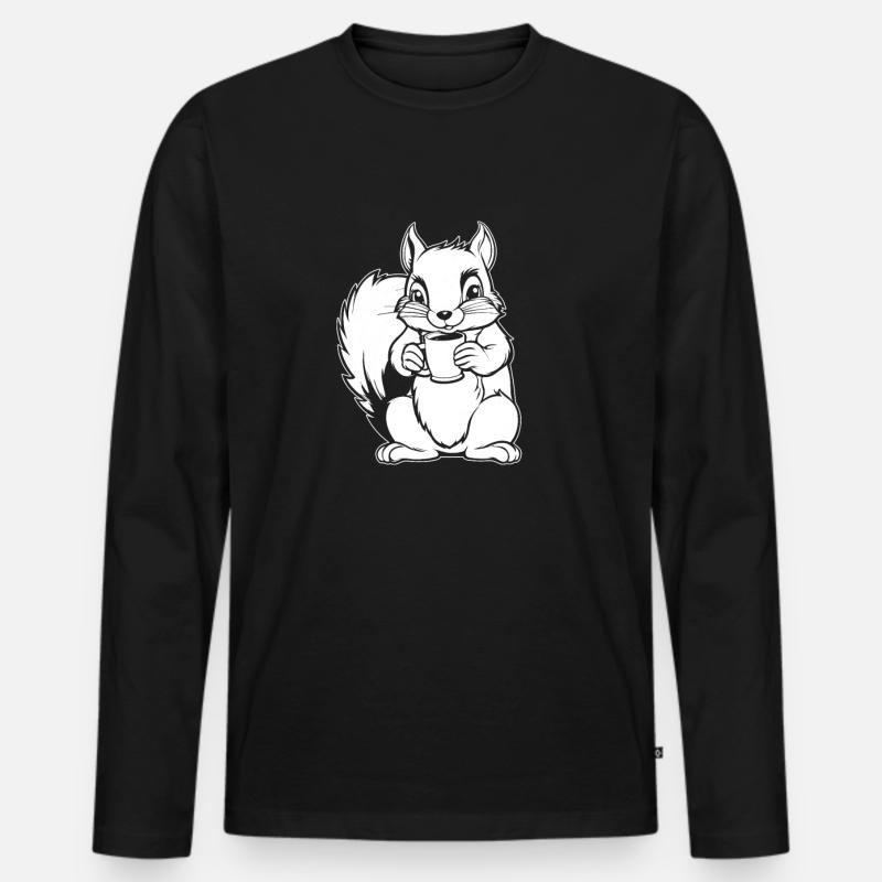 Eichhörnchen Kaffee - Männer Premium Bio Langarmshirt - Schwarz
