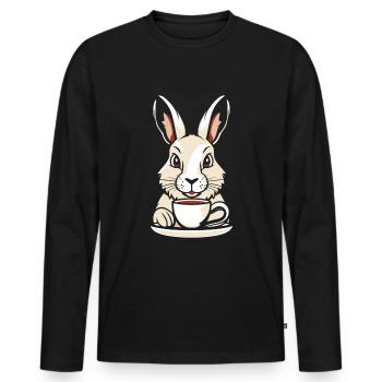 Bunny Rabbit Coffee - Men's Premium Organic Long Sleeve Shirt - black - Front - Nico (187cm)