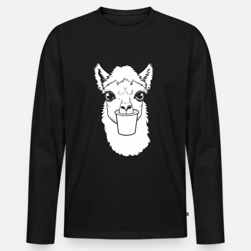 Alpaka Kaffee - Männer Premium Bio Langarmshirt - Schwarz