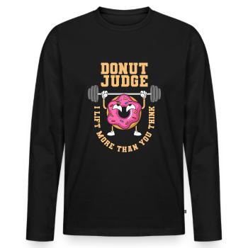 Donut Fitness Donut Gym - T-shirt manches longues Premium bio Homme - noir - Devant - Nico (187cm)