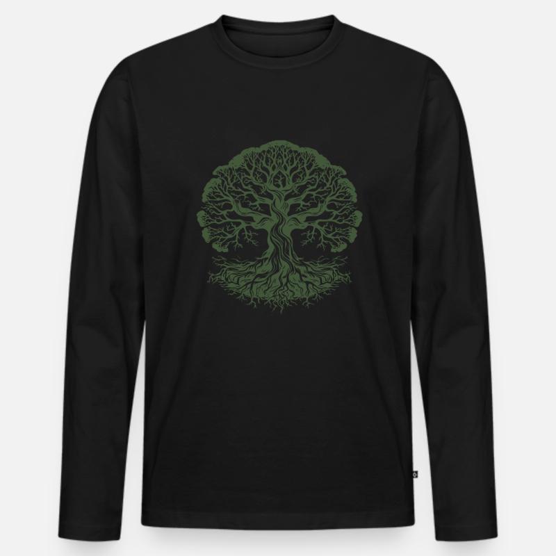 Baum - Männer Premium Bio Langarmshirt - Schwarz