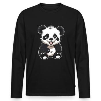 Big Panda Panda Bear Smiling - Men's Premium Organic Long Sleeve Shirt - black - Front - Nico (187cm)