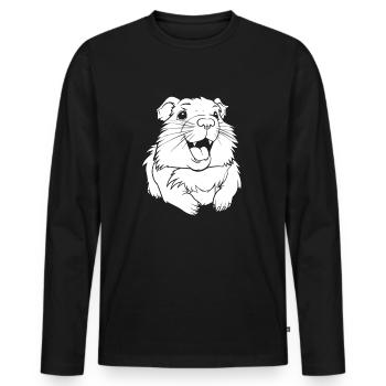 Guinea Pig Guinea Pig Smiling - Men's Premium Organic Long Sleeve Shirt - black - Front - Nico (187cm)