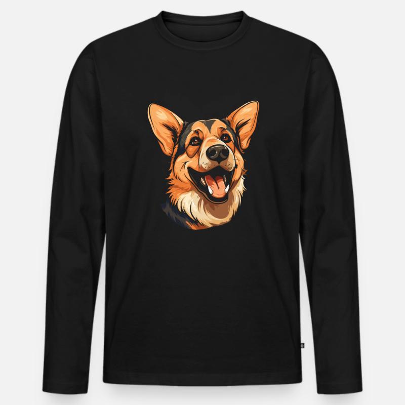 Schäferhund Lächelnd - Männer Premium Bio Langarmshirt - Schwarz