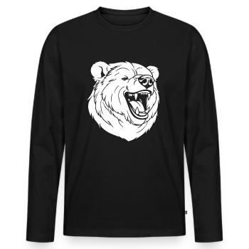 Bear Brown Bear Smiling - Men's Premium Organic Long Sleeve Shirt - black - Front - Nico (187cm)