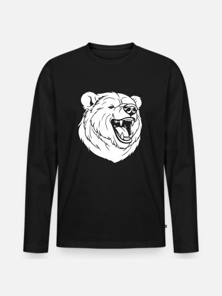 Bear Brown Bear Smiling - Men's Premium Organic Long Sleeve Shirt - black