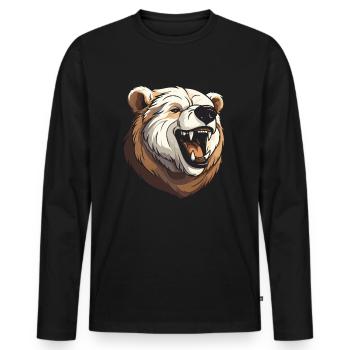 Bear Brown Bear Smiling - Men's Premium Organic Long Sleeve Shirt - black - Front - Nico (187cm)