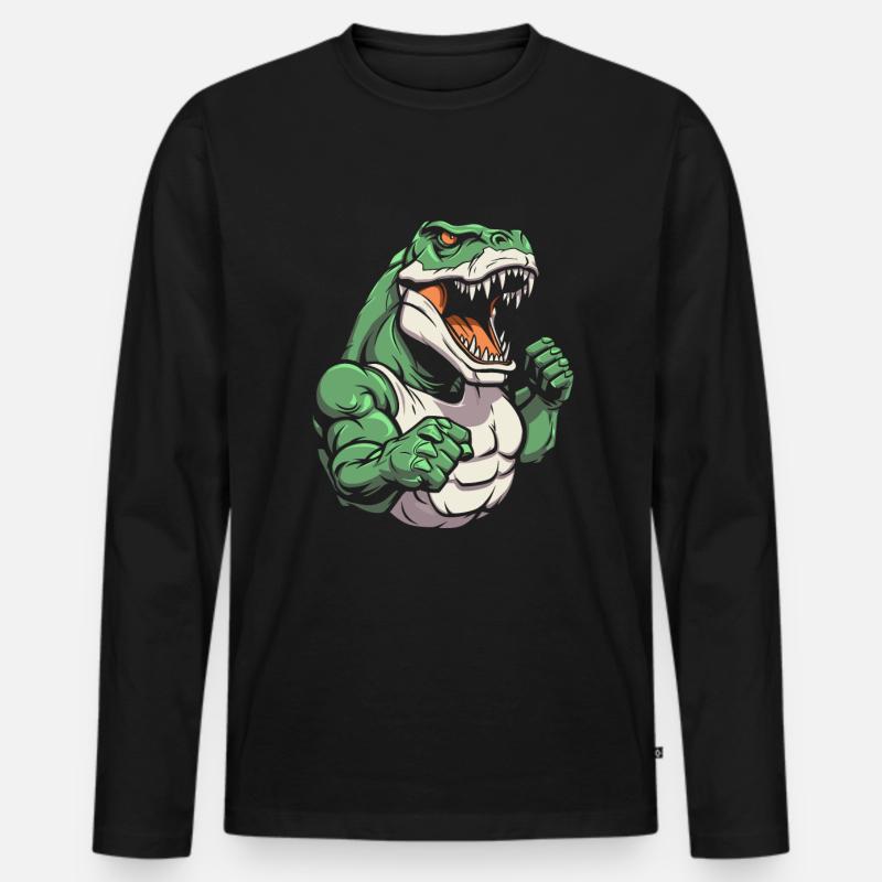 Fitness T Rex - Männer Premium Bio Langarmshirt - Schwarz